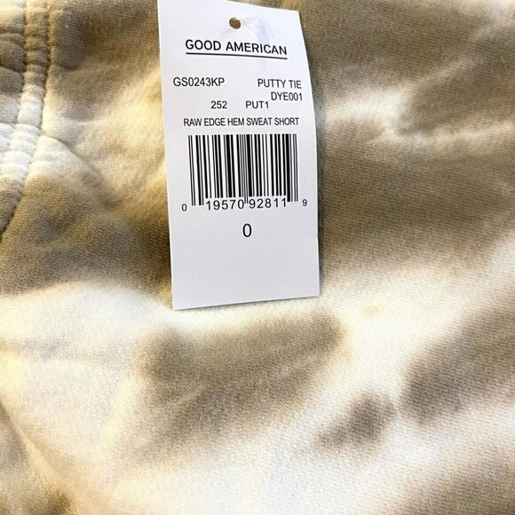 Good American Boyfriend Sweatshort Putty Tie Dye001 Sz 0 - Picture 6 of 6